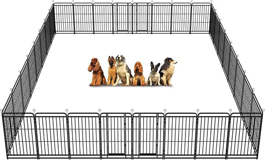 Dog Playpen Outdoor 32 Panels Heavy Duty Dog Fence 47" Height with Thick Pipe Anti-Rust with Doors Portable for RV Camping Yard, Total 71FT, 406 Sq.ft, Snowy Black