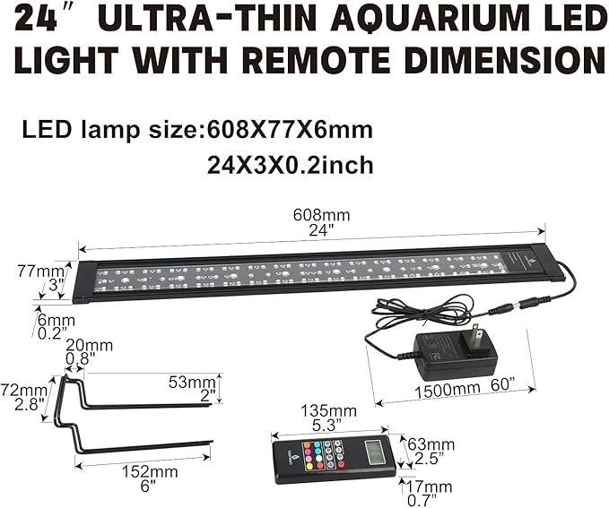 WaterRebirth Aquarium LED Light Fish Tank Light (24-30”)