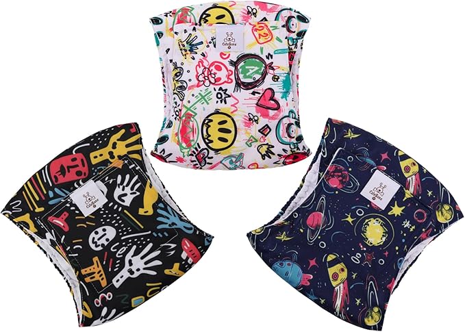 CuteBone Dog Diapers Male Washable Belly Band for Male Dogs Wraps Black 3pcs a Pack DM54M