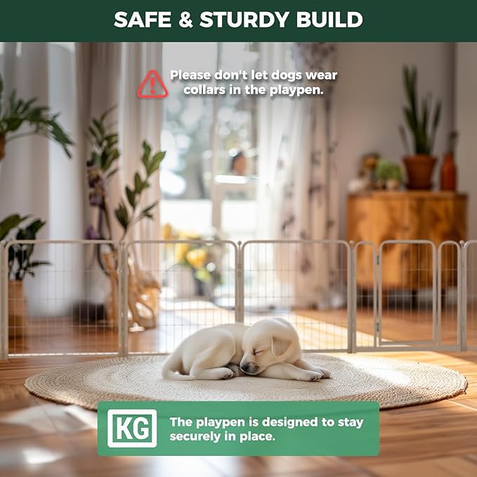 FXW Homeplus Unleashed Indoor Dog Playpen - Stress-Free and Safe Play, Heavy Duty 24 Inch 4 Wire Panels Dog Pen for Puppy and Small Dogs, White│Patented