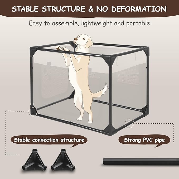 Dog Crate - Soft Pet Kennel for Dogs/Cats, 3-Door Breathable Travel Cage with Mesh Window, Portable Dog Kennel for Indoor & Outdoor, Black-XL