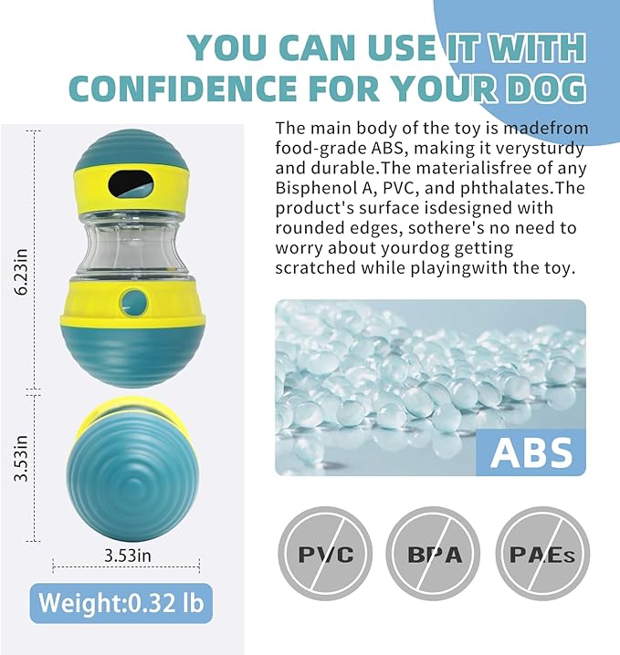 Interactive Dog Toys to Keep Them Busy, Puppy Puzzle Adjustable Food Dispenser Slow Feeder, Enrichment Treat Dispensing Toy Ball for Large/Medium/Small Breed Dogs Pet Gift (Yellow)