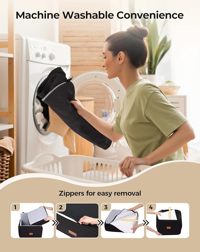 Dog Car Seat for Small & Medium Dogs Under 35lbs, Detachable & Washable Pet Car Seat, Interior Height 6 Inches Pet Travel Bed with Storage Pockets and 2 Dog Safety Belts (Black/Gray)