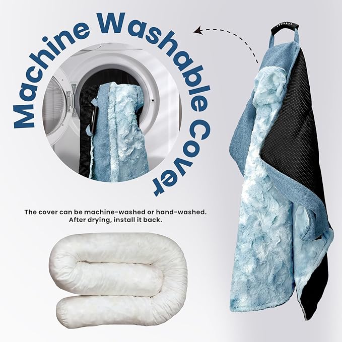 Calming Dog Couch Bed for Large Dogs, 41 x 37 inch Waterproof Removable Pet Mat Couch Cover for Furniture Protector, Non-Slip Fluffy Pelsbarn Dog Bed for Couch, Sofa, Outdoor - Tie-Dye Blue