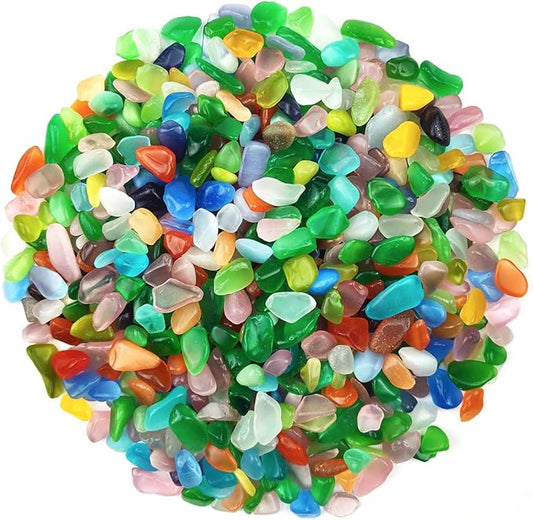 WAYBER 1 Lb/460g Colorful Pebbles Decorative Crystal Stones Sea Glass Opal Rocks Gravel Sand for Aquarium/Turtle Tank/Succulent Plants/Flowerpot/Vase Decoration (Fill 1 Cup)