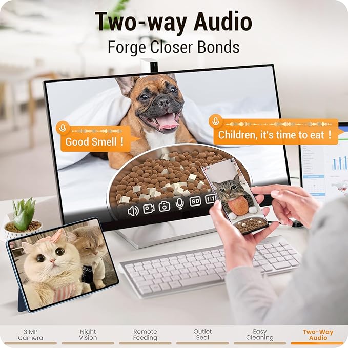 5L Automatic Cat Feeder with 2K HD Camera: 5G WiFi Automatic Dog Feeder with Night Vision,Cat Food Dispenser with Freshness for Multiple Pets,Detachable for Easy Clean-21 Cup (Sealed Outlet)