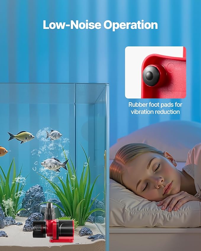 VEVOR Aquarium 24V DC Water Pump, 60W, 1750 GPH Marine Wavemaker Return Pump with Controller, Adjustable Flow, Feed Mode, 16 ft Maximum Lift, for Saltwater Freshwater Fish Tank Sump Pond Circulation