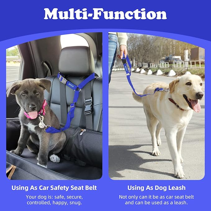 BWOGUE Pet Dog Cat Seat Belts, Car Headrest Restraint Adjustable Safety Leads Vehicle Seatbelt Harness (1 Pack)