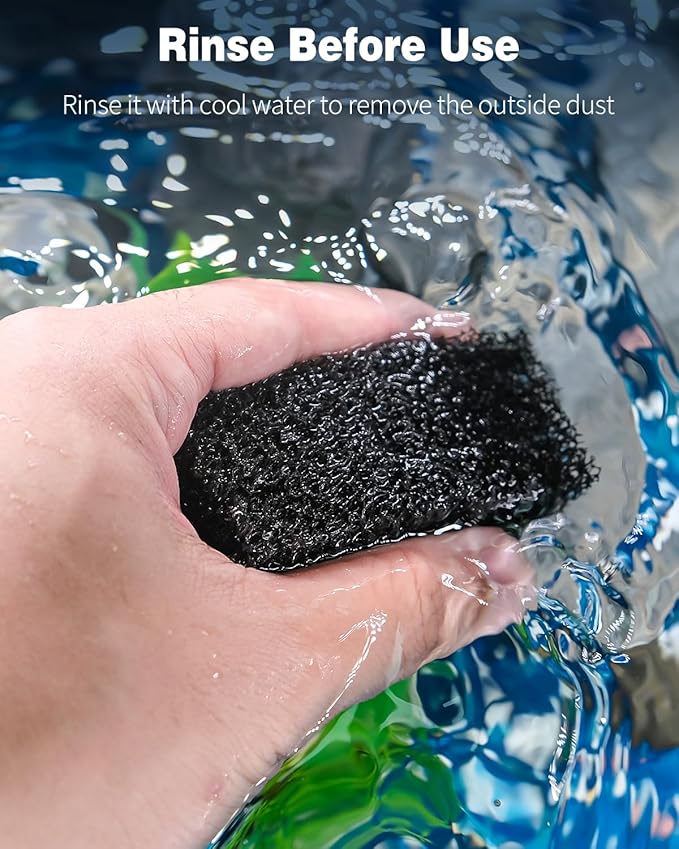 Pawfly 4 Pcs Replacement Filter Pads for 3-10 Gallon Internal Aquarium Filter, Fish Tank Filter Media Sponge, Black Bio Foam for Water Filtration