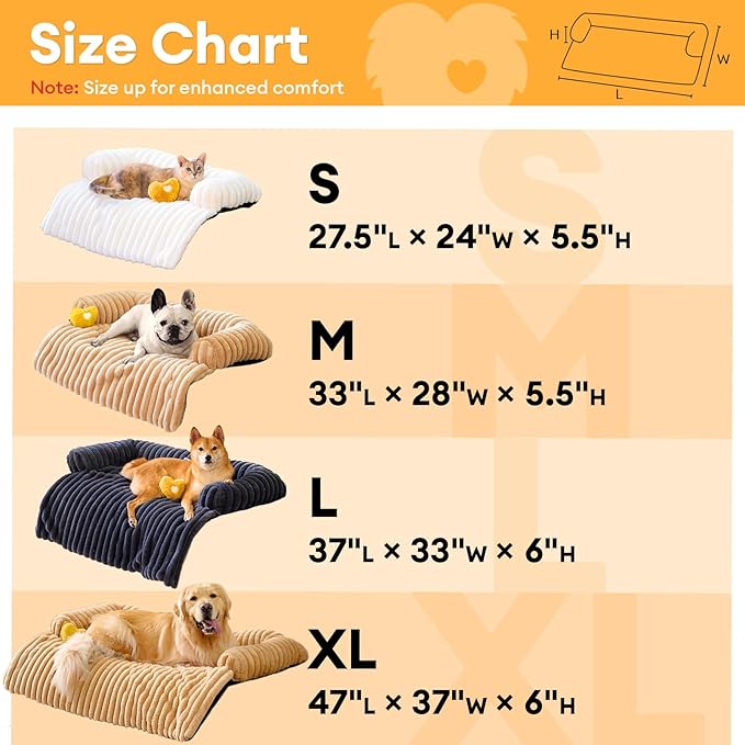 FUNNY FUZZY Pet Couch Cover for Sofa, Calming Dog Bed for Couch, Fluffy Plush Dog Couch Mat for Furniture Protector for Large Medium Small Dogs and Cats, Blue