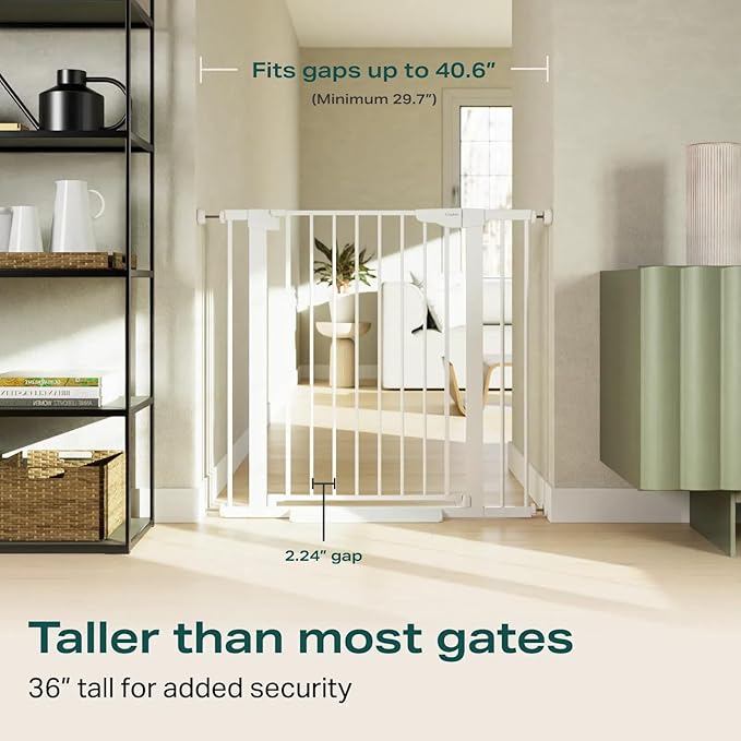 Cumbor 36" Extra Tall Baby Gate for Dogs and Kids with Wide 2-Way Door, 29.7-40.6" Width, and Auto Close Personal Safety for Babies and Pets, Fits Doorways, Stairs, and Entryways