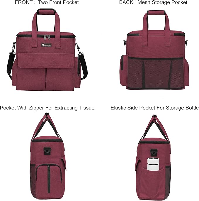 Airline Approved Pet Travel Bag, Weekend Travel Set for Dog and Cat, Airline Approved Tote Organizer with Multi-Function Pockets, 2 Dog Food Storage Containers, 2 Collapsible Bowls (Rose Red)