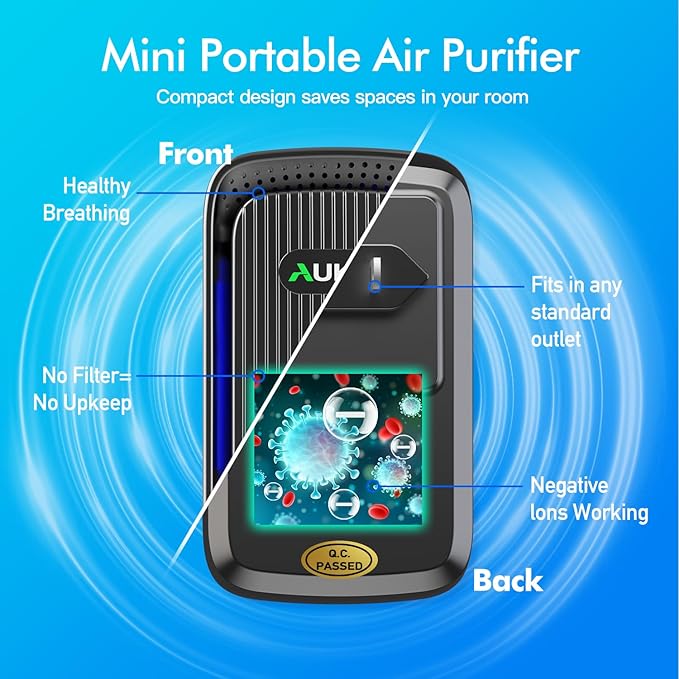 Air Ionizers (4 Pack）- Plug In Negative Ion Air Purifiers - Quiet Air Freshener for Home, Bedroom, Office, Basement - Portable Air Purifier Odor, Smoke, Dust, Pet Smell - Mini Air Cleaner Black