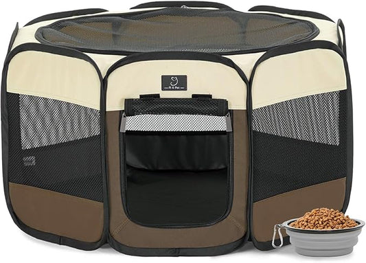 A 4 Pet PortablePet Playpen for Small Dogs, 27" Foldable Small Playpens for Puppy/Cat/Rabbit/Chick, Indoor Cat Playpen with Removable Zipper & Mesh Panel(11”W × 7.5”H)