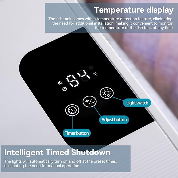 Beginner Betta Fish Tank Aquarium kit Intelligent Timed Shutdown, Seven LED Lights, Adjustable Brightness, High-Transparency Glass, Efficient Filtration Gallon (10 Gallon)