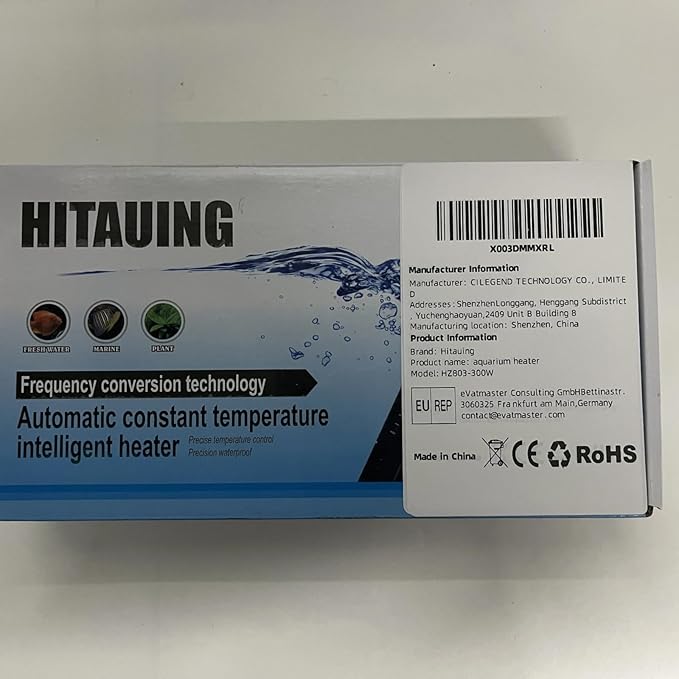 HiTauing Aquarium Heater, 300W Fish Tank Heater with LED Digital Display & 5 Safety Protection, Submersible Aquarium Heater with 2 Suction Cup and 8.2Ft Cord for 40-75 Gallon Fish Tank.