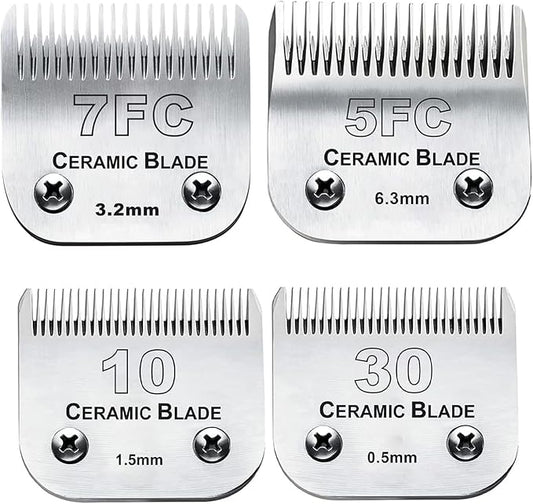 Dog Grooming Clipper Replacement Blades Compatible with Andis Pet Clipper/Oster A5/Wahl KM Series Dog Clipper,Ceramic Blade & Stainless Steel Blade(10+30+7FC+5FC)