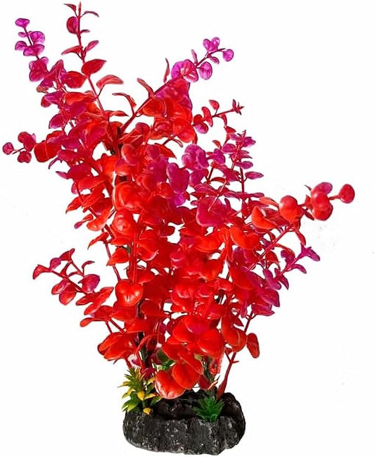 Mipukbay Red Aquarium Plants - Artificial Plastic Fish Tank Decor, Realistic Ornament Safe for Fish & Shrimp, Low-Maintenance Aquascaping Plants for Freshwater/Saltwater Tank Landscaping