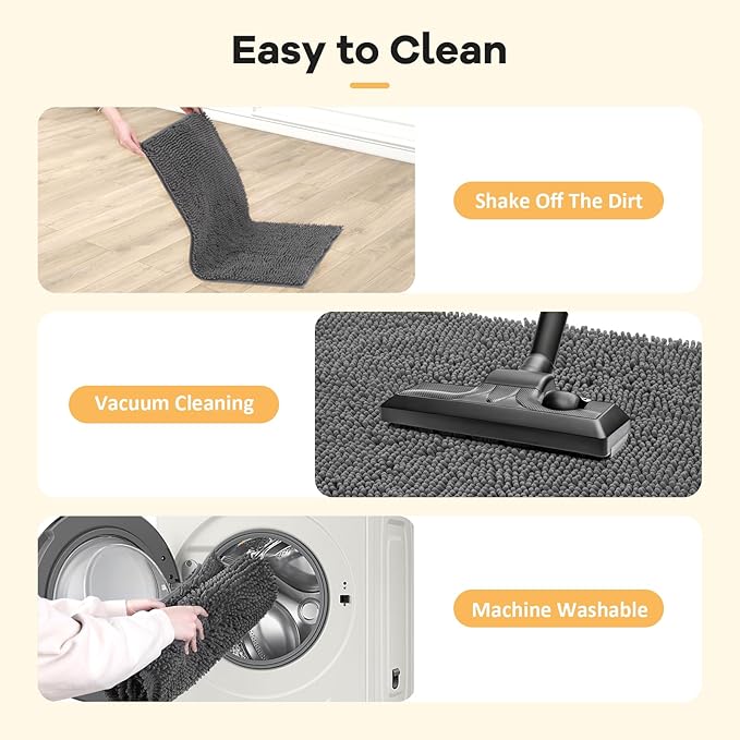 Absorbent Dog Door Mat for Muddy Paws, 72" x 24" Chenille Indoor Mats for Entryway, Trap Dirt Front Door Mat Indoor Entrance Washable Non Slip Soft