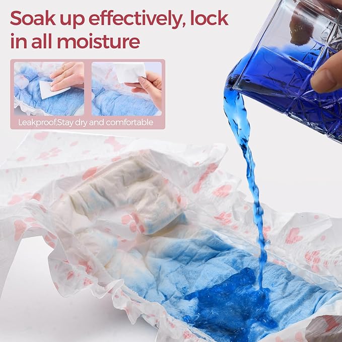 Disposable Female Dog Diapers, 40 Count, S (Waist 16.9”-19.7”), Wetness Indicator, Ultra Protection, Leak Proof, Super Absorbent, Soft