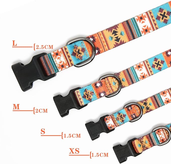 HEELE Dog Collar, Adjustable Soft Dog Collar for Small Medium Large Dogs,Floral Patterned Puppy Collars with Quick Release Buckle M Length 13.39''-20.87''