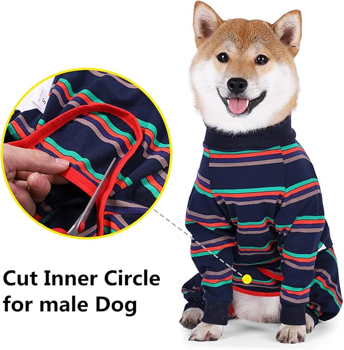 Dog Recovery Suit, Abdominal Wound After Surgery Wear, Prevent Licking Wounds, E-Collar & Cone Alternatives, Long Sleeve Postoperative Shirts Dog Pajamas Prevent Shedding(XL, Blue)