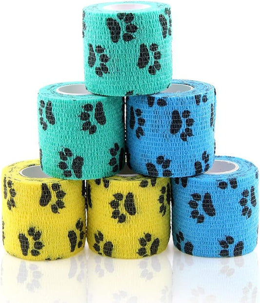 AUPCON Vet Wrap Cohesive Bandages Bulk Self Adhesive Bandage Wrap Self Adherent Wrap Non-Woven for Dogs Pet Animals & Ankle Sprains & Swelling 2 Inch x 5 Yards (2 Inch Claw)