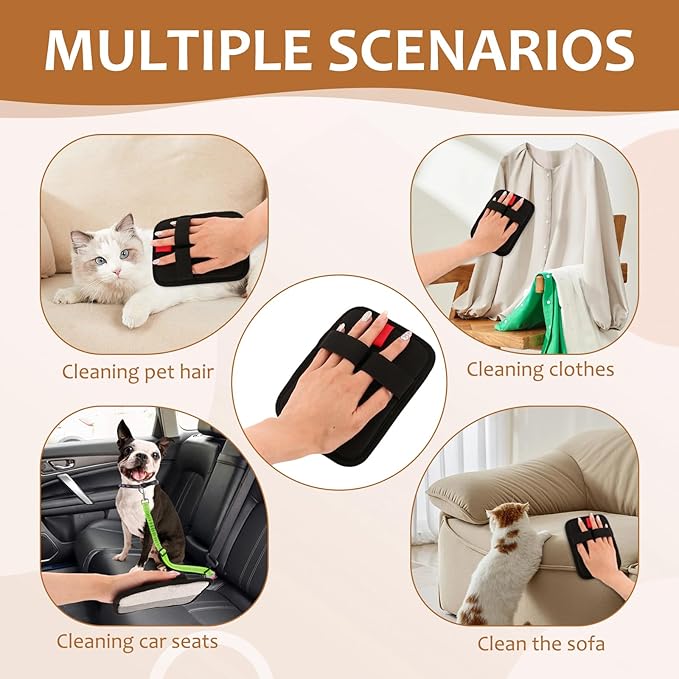 6 Pcs Pet Hair Removal Glove, Electrostatic Pet Hair Remover Gloves, Reusable Cat & Dog Hair Cleaning Gloves, Suitable for Couch, Furniture, Blankets, Curtain, Car Seat