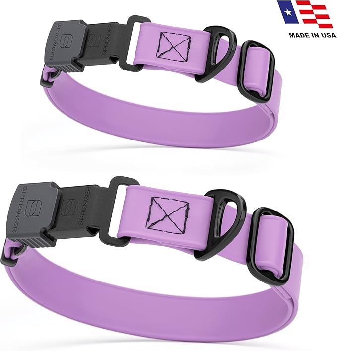 Dogline Biothane Waterproof Dog Collar with Herm Sprenger Stainless Steel Quick Release Buckle – Heavy Duty Tactical Durable Collar for Dogs – Comfortable and Safe Pet Collar W 3/4" L 12-19" Amethyst
