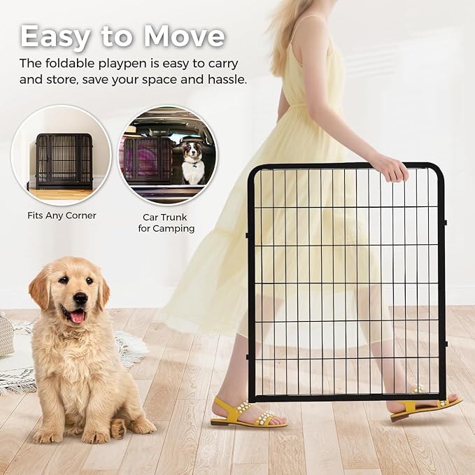 32 Inch Dog Playpen - 16 Panels Metal Pet Exercise Pen for Small-Medium Dogs, Indoor/Outdoor Dog Fence for Yard, Garden, Camping & RV Travel
