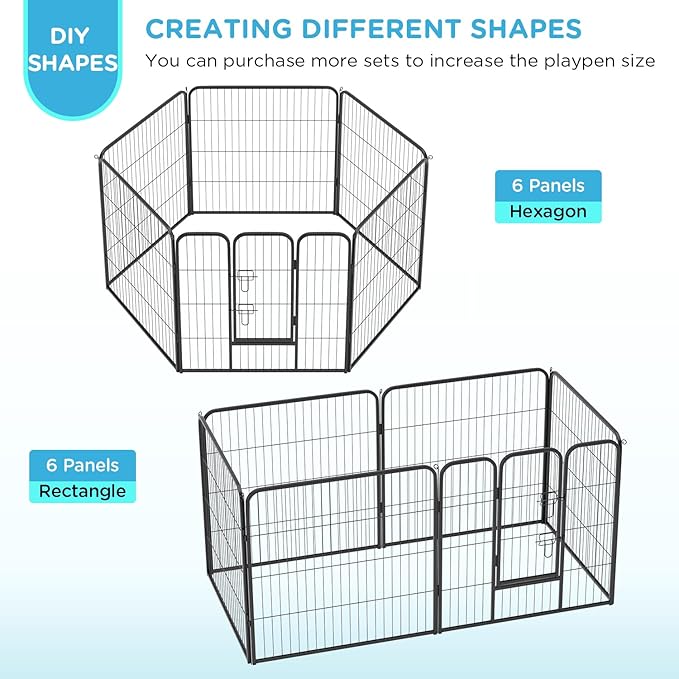 BestPet | Dog Playpen | 32 Inch, 6 Panels | Heavy Duty Metal Pet Exercise Pen | Indoor Outdoor Fence Panels | Rust-Resistant, Removable, Tool-Free Setup | Anti-Skid, Expandable Design