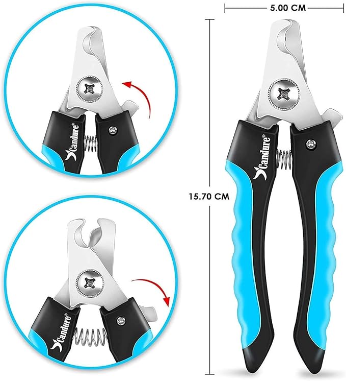 Candure Dog Nail Clippers and Trimmer with Safety Guard to Avoid Over-Cutting Toe Nails Professional Grooming Pet Nail Clipper with Nail File for Small Medium-Large Breeds