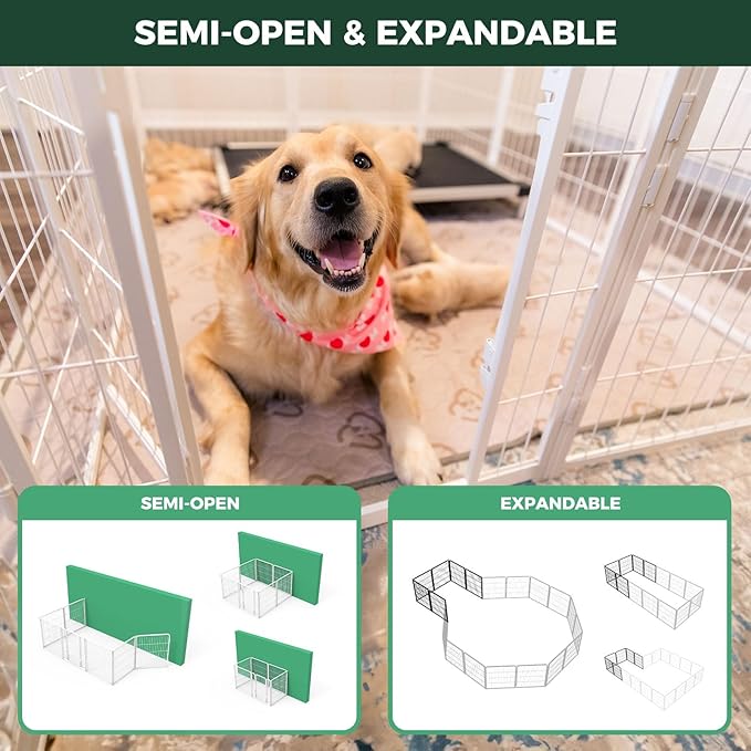 FXW Homeplus Unleashed Indoor Dog Playpen - Stress-Free and Safe Play, Heavy Duty 32 Inch 12 Wire Panels Dog Pen for Small and Medium Dogs, White│Patented