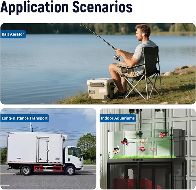 Live Bait Aerator,Ultra-Long Battery Life,Rechargeable Aquarium Air Pump 4w/64GPH(3000mAh Dual Hole) IPX4 Magnetic Charging Design,Suitable for Fishing Enthusiasts,with Hose and Stone