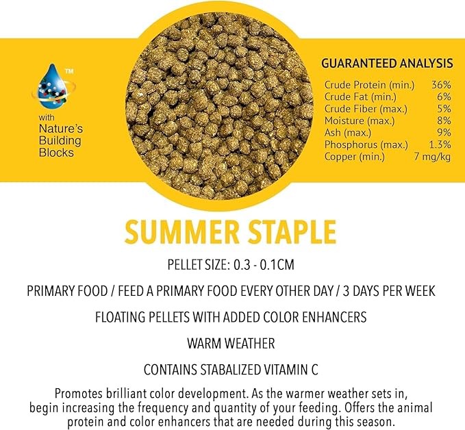 MICROBE-LIFT MLLSSSM Summer Staple Floating Fish Food Pellets for Ponds, Water Gardens, and Fountains, for Live Goldfish and Koi, 10 Ounces