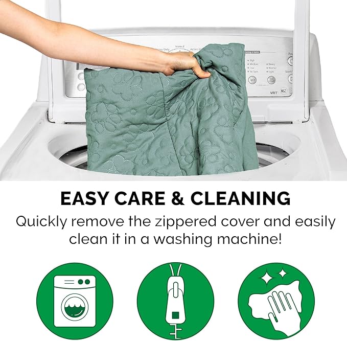 Furhaven Cooling Gel Dog Bed for Medium/Small Dogs w/ Removable Bolsters & Washable Cover, For Dogs Up to 35 lbs - Pinsonic Quilted Paw L Shaped Chaise - Iceberg Green, Medium