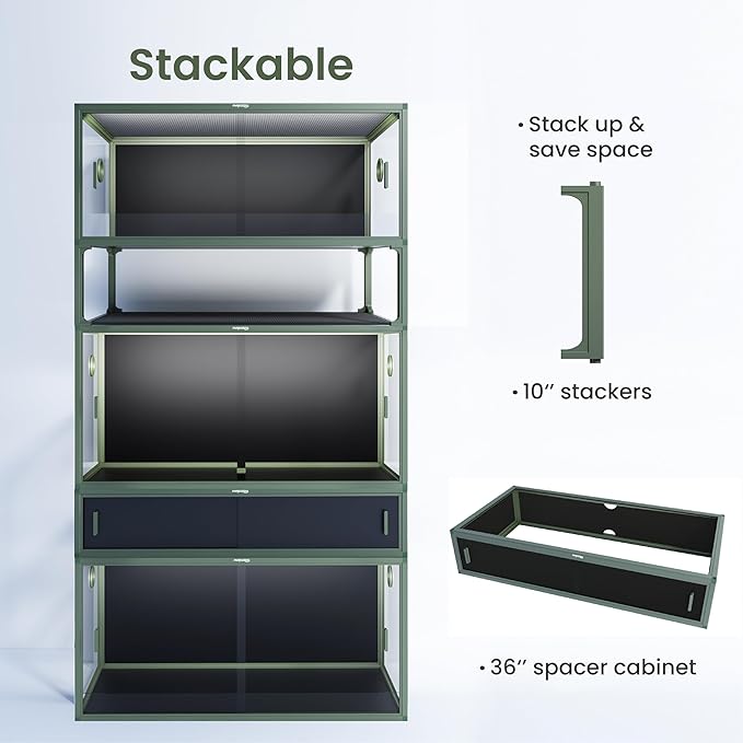 50 Gallon Bearded Dragon Tank, Reptile Enclosure for Easy Maintenance, Front Opening Reptile Tank with Top Screen Ventilation & Glass Sliding Door 36''x18''x18''