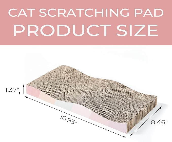Cat Scratching Pads Cardboard Cat Scratchers for Indoor Cats Reversible Large Wide Corrugated with Catnip and Mini Toy (3pcs)