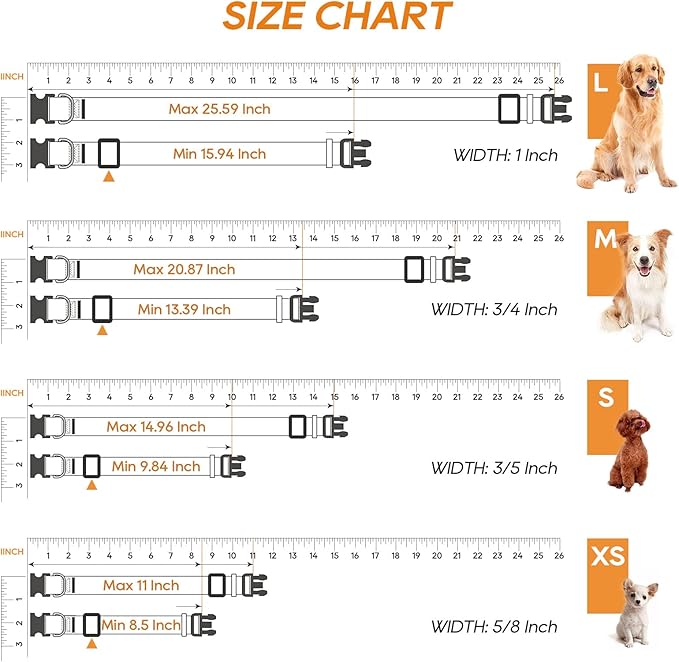HEELE Dog Collar, Adjustable Soft Dog Collar for Small Medium Large Dogs,Floral Patterned Puppy Collars with Quick Release Buckle M Length 13.39''-20.87''