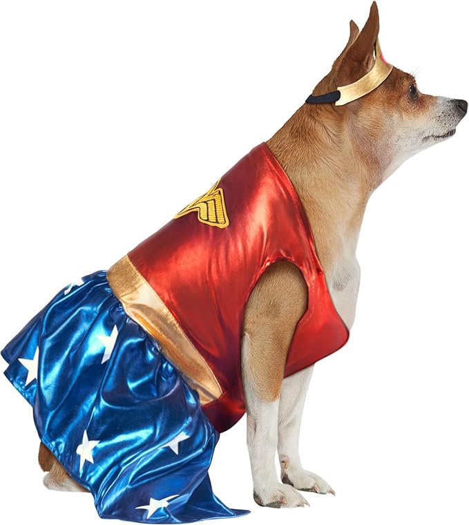 DC Comics: Wonder Woman Pet Costume for For Dogs or Cats by Rubies, Large