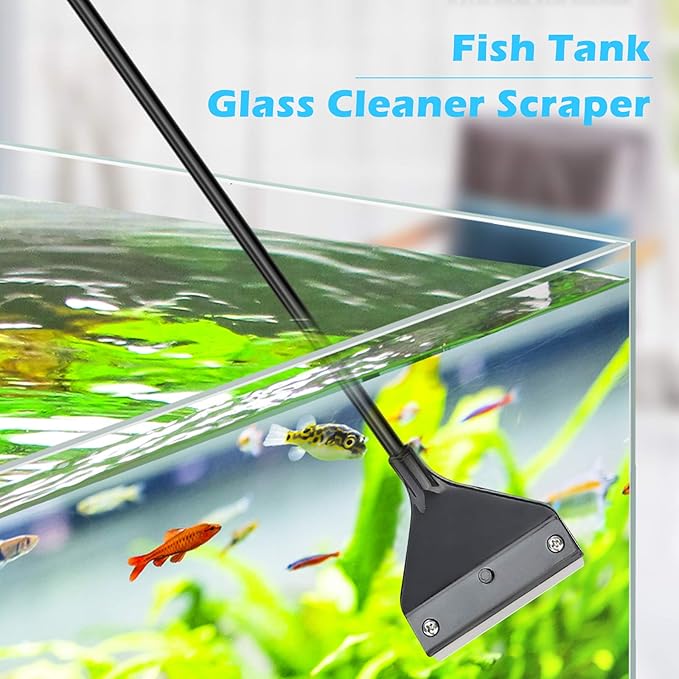Algae Scraper for Glass Aquariums, Fish Tank Cleaner, Aquarium Algae Scrapers with 10 Stainless Steel Blades.
