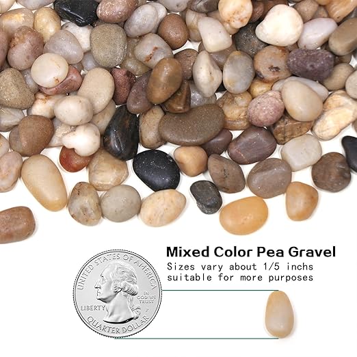 Calofulston 5lb Drainage Rocks for Potted Plants, 1/5 Inch Small Pebbles for Plants, Aquarium, Fish Tank, Terrarium, Succulent, Vases, Decorative Pea Gravel for Plants, Mixed Color