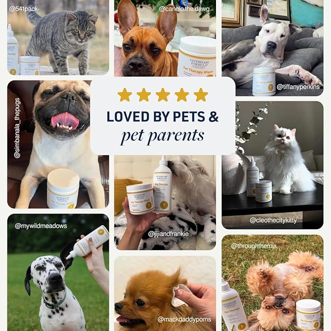 Veterinary Formula Clinical Care Ear Therapy Wipes, 100ct – Cat and Dog Ear Cleaner – Help Relieve Itchy Ears Quickly & Effectively Remove Dirt, Debris, and Foul Odor