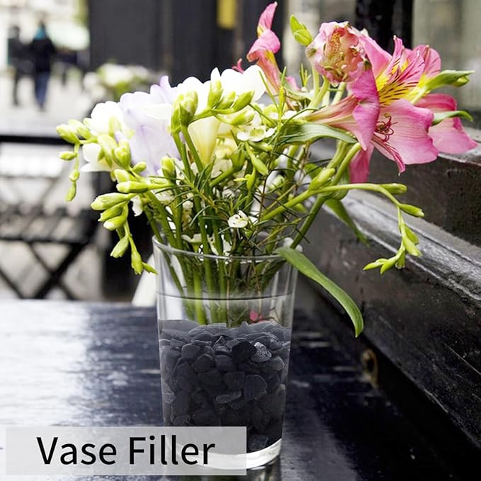 5lbs Black Pea Gravel, 3/8 Inch Decorative Pebbles Succulent Rocks, Black River Rocks Stones for Planters Vase Landscaping and Outdoor Garden Rock