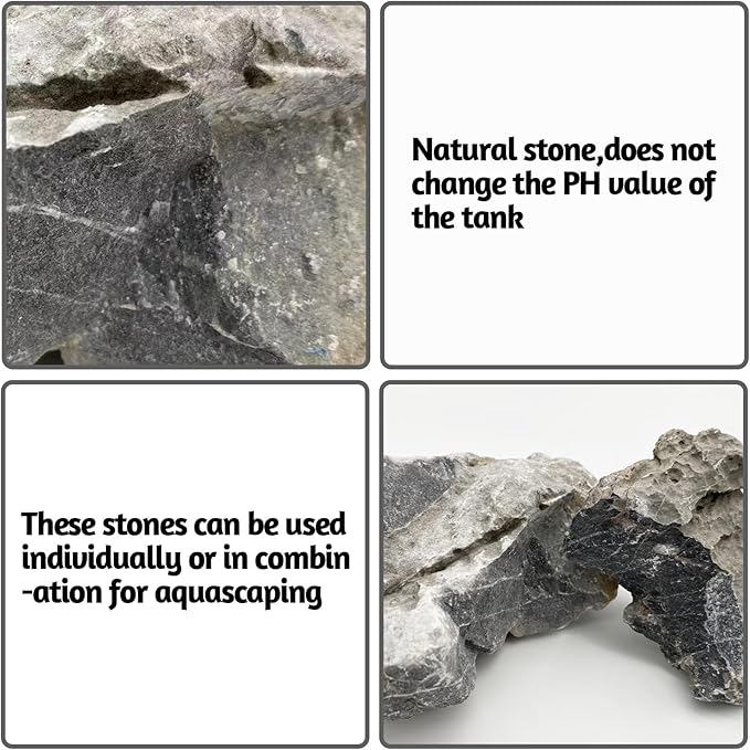 PINVNBY Natural Seiryu Stones, Aquariums Slate Stone Decorative Rocks for Fish Tank, Terrariums, Paludarium, Vivariums, Reptile and Amphibian Enclosures, Aquascaping (4.5lb)
