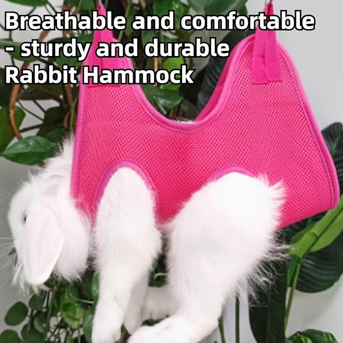 Rabbit Grooming Hammock with Safety Belt for Nail Clipping, Grooming, Bunny Bathing Bag for Nail Trimming, Cat Claw Care Bag, Small Animal Grooming Harness (Red,X-Small)
