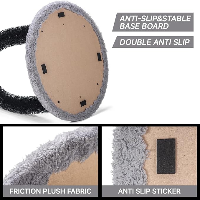 Cat Arch Self Groomer Massager, Kitty Grooming Brush with 2 Brushes and Heavy Plush Base, Cat Face and Back Scratchers, Scratching Post for Indoor and Outdoor Cats with 2 Plush Balls