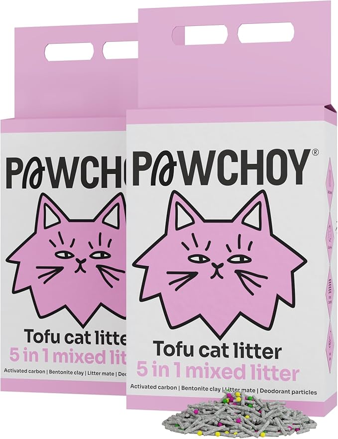 5 in 1 Mixed Cat Litter – Clumping, Flushable, Ultra Absorbent & Fast Drying | 100% Natural, Dust-Free, Low Tracking | with Activated Carbon for Superior Odor Control (5.5 lbs × 2 Bags)