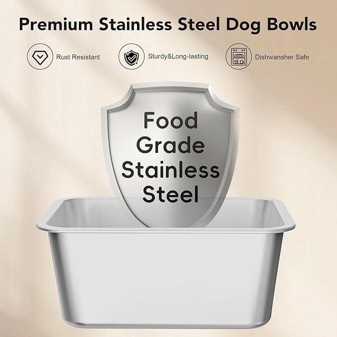 Decflow 10L Stainless Steel Dog Water Bowl, No Spill Anti-Splash Dog Bowls with XXL Silicone Mat, Spill-Proof Slow Feeder for Messy Drinkers, Heavy Duty Pet Bowls for Indoor/Outdoor Use Purple