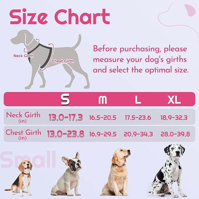 Eagloo Dog Harness Small Sized, Easy Wearing with 3 Buckles, Adjustable No Pull Pet Harness with 2 Rings for Walking, No Chock Reflective Soft Padded Vest with Control Handle, Pink & Black, S
